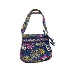 Vera Bradley Floral Purple Green Quilted Crossbody Bag Purse Adjustable Strap